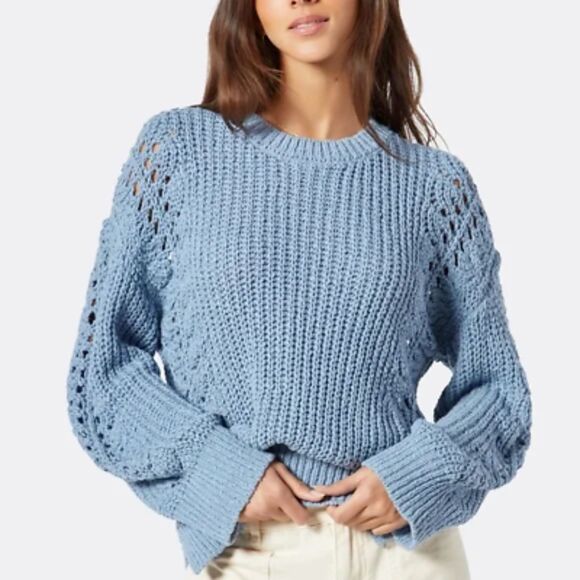 Joie Windome Chunky Sweater Open Knit Oversized Long Sleeve Breathable Blue S